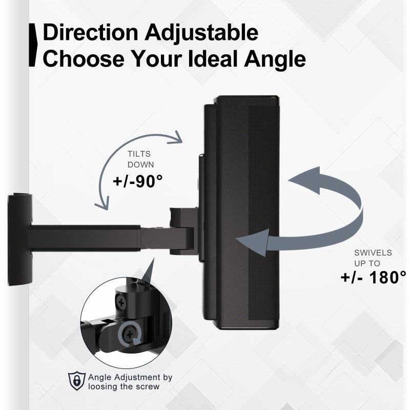 Dinghosen Speaker Wall Mount and Ceiling Mount for Bose UB-20, UB-20 & WB-50 Series II Surround Sound Speaker Mounting Bracket Compatible with Bose CineMate Lifestyle Tilt & Swivel Adjustable up to 180Â°,Black - Image 4